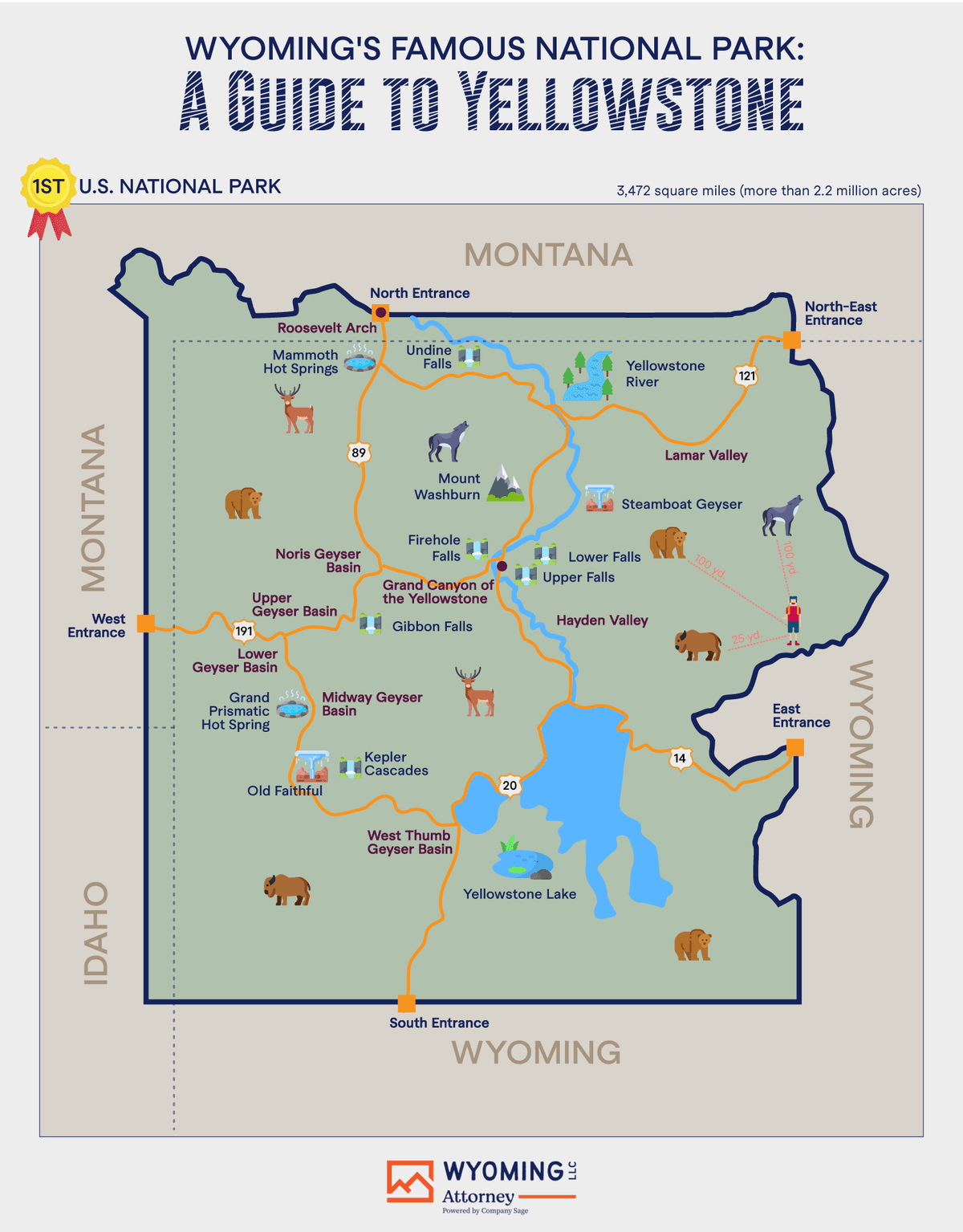 Wyoming's Famous National Park: A Guide to Yellowstone - WY Trust & LLC Attorney - Infographic Wyoming's Famous National Park: A Guide to Yellowstone - WY Trust & LLC Attorney - Infographic